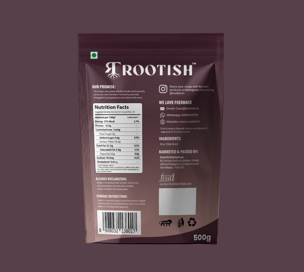 Nutritional facts and FSSAI certification label